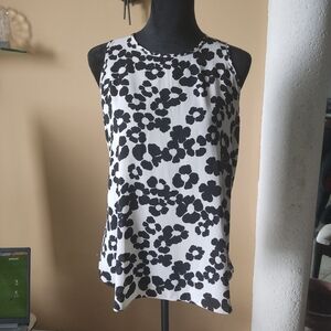 PRIVE Women's Contrast Floral Loose Fit Sleeveless Blouse